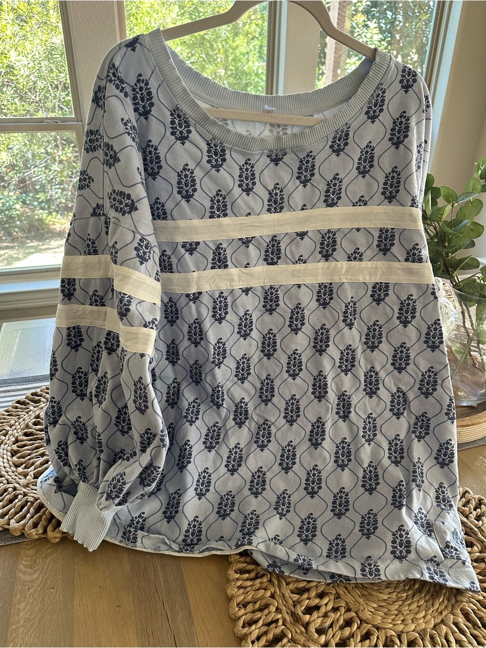 FP Movement Blue Floral Pattern Long Sleeve Top -